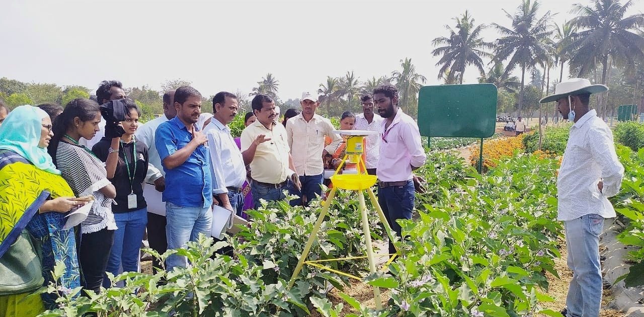 Farmers discussing use of pheromone trap