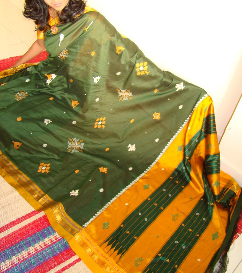 Karnataka Kasuti on Silk Saree